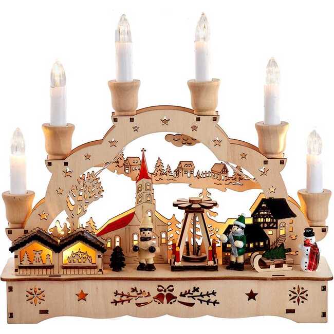 10.25-Inch Wooden LED Light-Up Musical/Motion Christmas Village