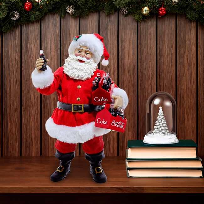 10.5-Inch Coca-Cola Santa Holding Two Six Packs Table Piece - Other Accents - 2