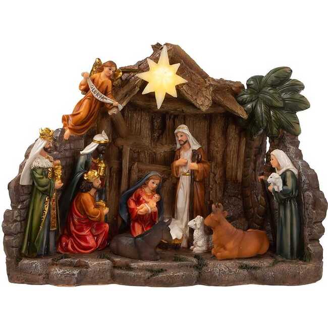 10.4-Inch Battery Operated Light-Up Nativity Table Piece - Other Accents - 2