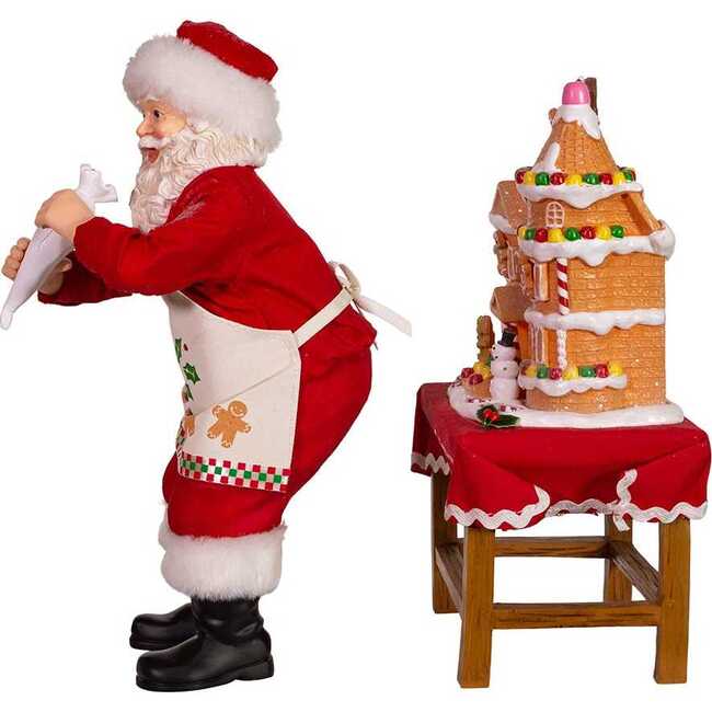10.5-Inch Battery-Operated Fabriche Santa Decorating LED Gingerbread House Table Piece - Other Accents - 3