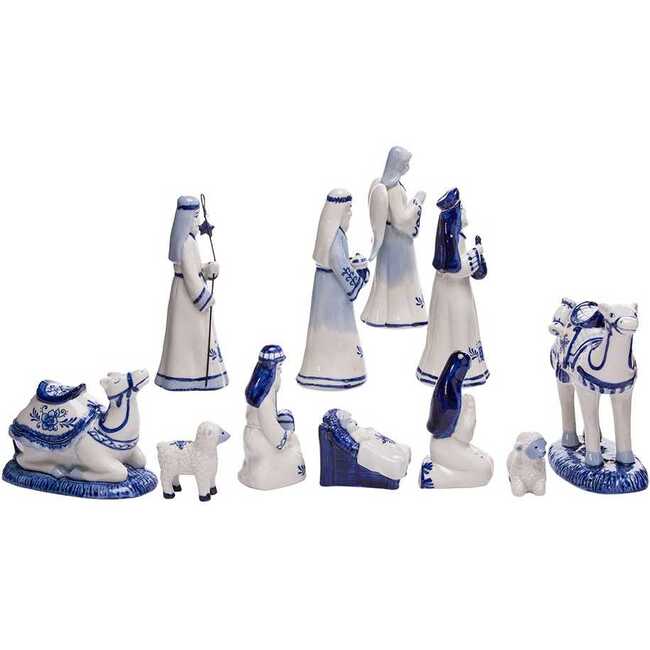 1.97-6.7-Inch Porcelain Delft Blue Nativity Set, 11-Piece Set - Other Accents - 2