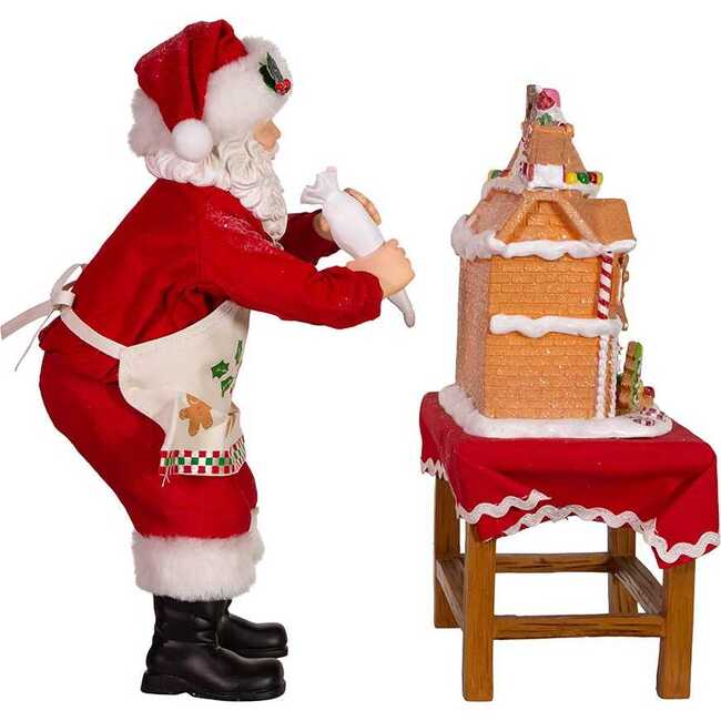 10.5-Inch Battery-Operated Fabriche Santa Decorating LED Gingerbread House Table Piece - Other Accents - 4
