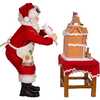 10.5-Inch Battery-Operated Fabriche Santa Decorating LED Gingerbread House Table Piece - Other Accents - 4