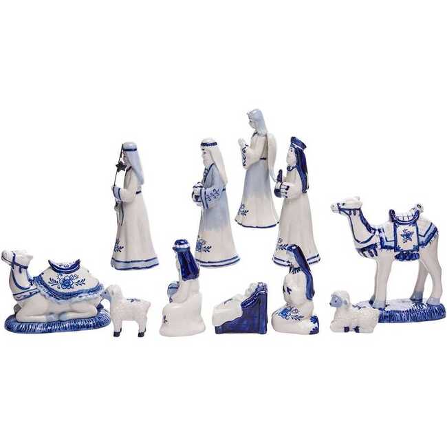 1.97-6.7-Inch Porcelain Delft Blue Nativity Set, 11-Piece Set - Other Accents - 3