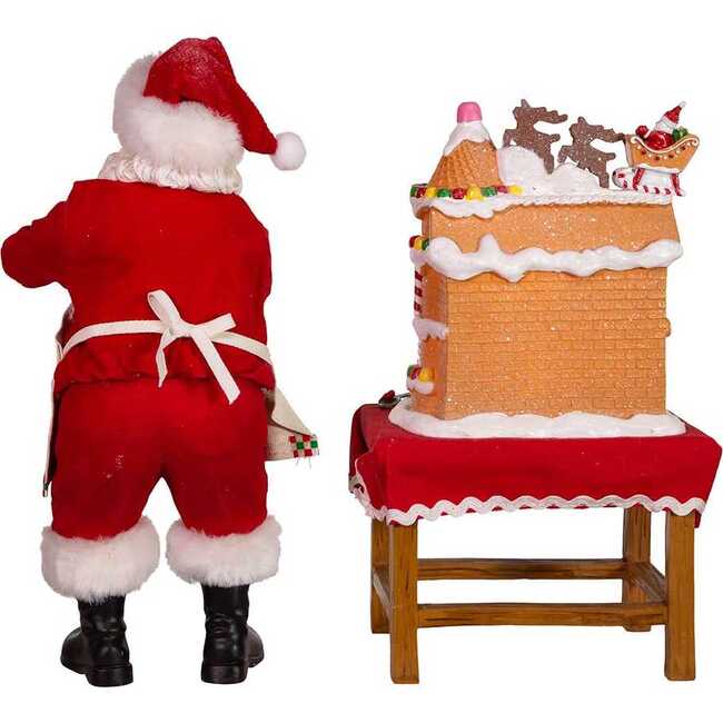 10.5-Inch Battery-Operated Fabriche Santa Decorating LED Gingerbread House Table Piece - Other Accents - 5
