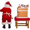 10.5-Inch Battery-Operated Fabriche Santa Decorating LED Gingerbread House Table Piece - Other Accents - 5