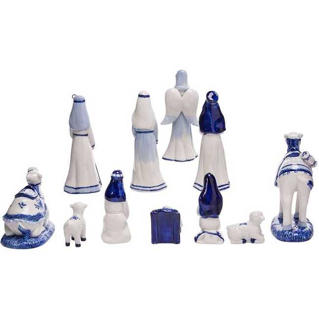 1.97-6.7-Inch Porcelain Delft Blue Nativity Set, 11-Piece Set - Other Accents - 4