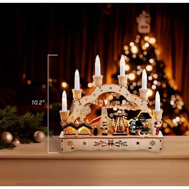 10.25-Inch Wooden LED Light-Up Musical/Motion Christmas Village - Other Accents - 7
