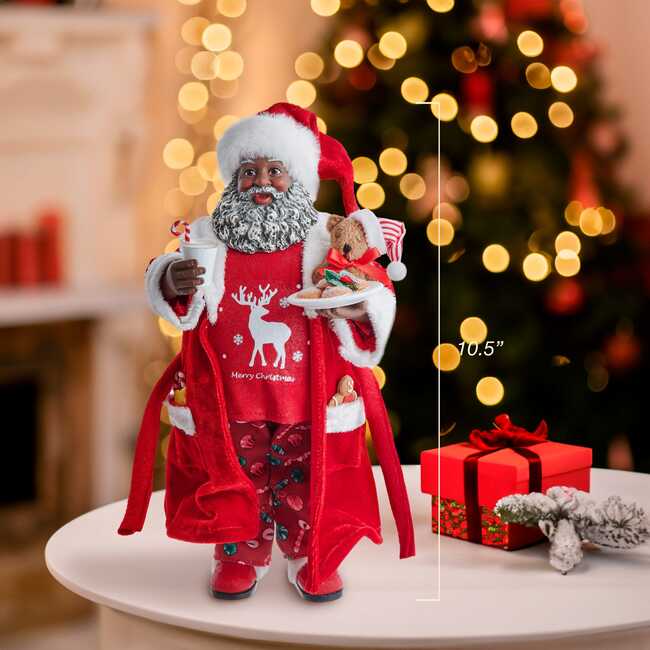 10.5-Inch Fabriché Black Santa in Pajamas and Robe - Other Accents - 7