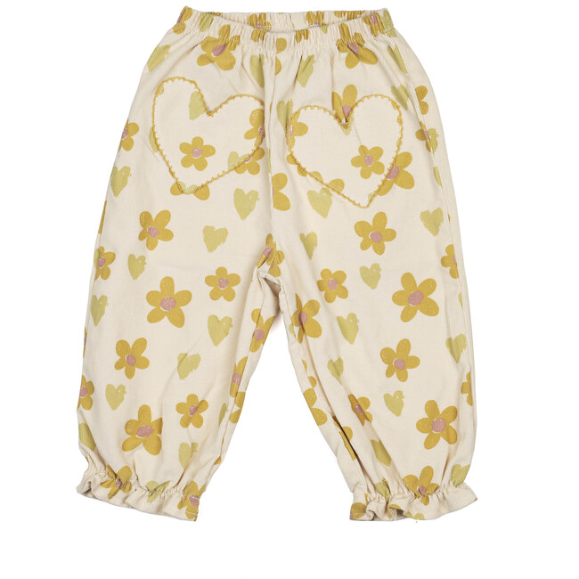 Heart Pocket Pants, Floral Hearts Honey