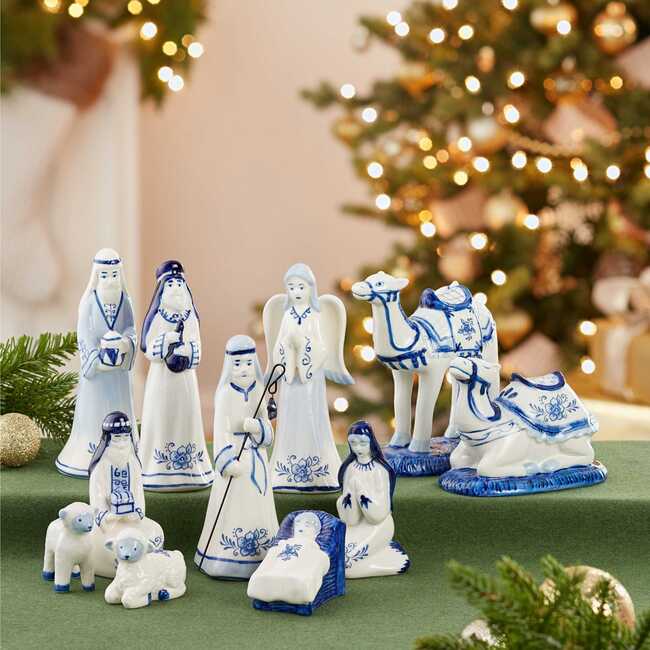 1.97-6.7-Inch Porcelain Delft Blue Nativity Set, 11-Piece Set - Other Accents - 5