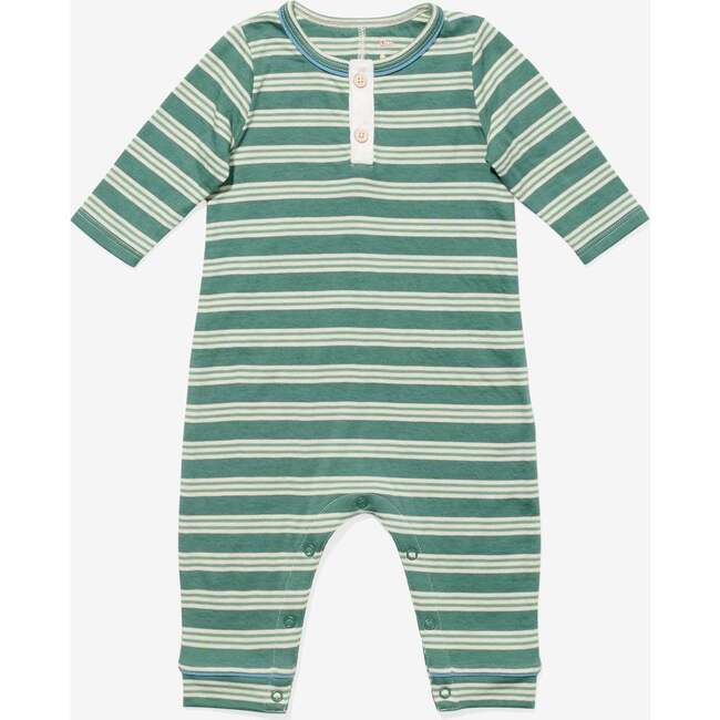 Campbell Romper, Pine Twin Stripe