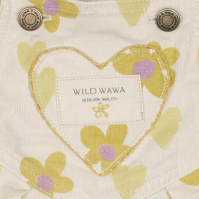 Heart Pocket Overalls, Floral Hearts Honey - Overalls - 2