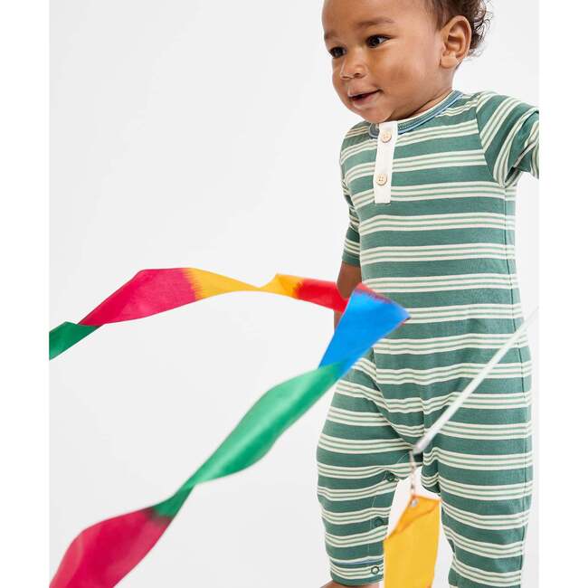 Campbell Romper, Pine Twin Stripe - Rompers - 4