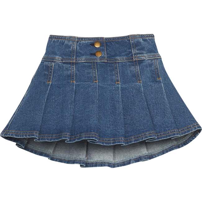 Pleated Mini Skort, Denim