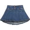 Pleated Mini Skort, Denim - Skirts - 1 - thumbnail