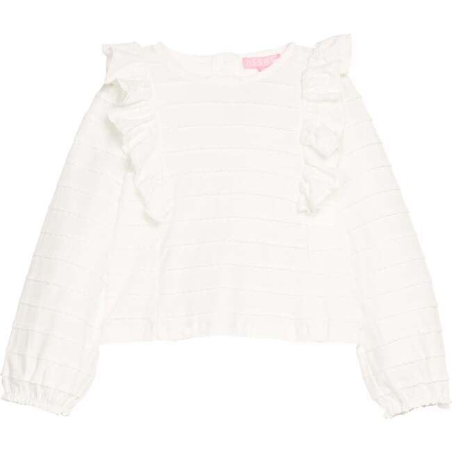 Ruffle Blouse, White Scallop