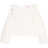 Ruffle Blouse, White Scallop - Blouses - 1 - thumbnail