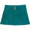 Pleated Mini Skort, Peacock Velvet - Skirts - 1 - thumbnail