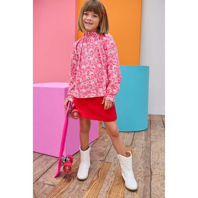 Tory Top, Hot Pink Abstract Floral - Blouses - 2