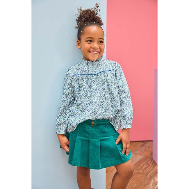 Pleated Mini Skort, Peacock Velvet - Skirts - 2