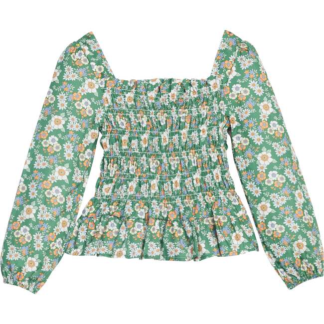 Long Sleeved India Top, Greenwich Garden Green