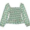 Long Sleeved India Top, Greenwich Garden Green - Blouses - 1 - thumbnail