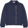Quilted Moto Jacket, Navy Trellis - Jackets - 1 - thumbnail