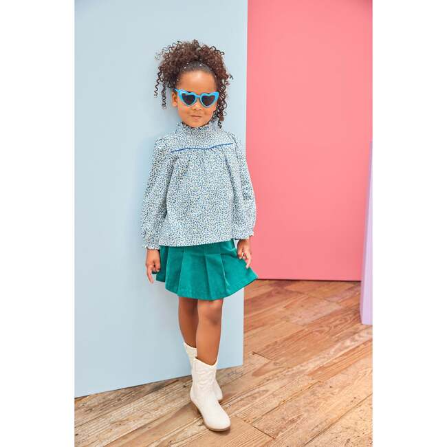 Pleated Mini Skort, Peacock Velvet - Skirts - 3