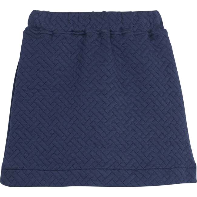 Quilted Mini Skirt, Navy Trellis
