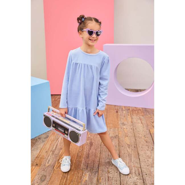 Lisle Dress, Periwinkle Velour - Dresses - 2