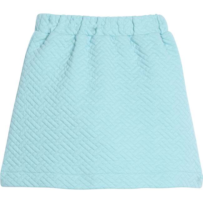 Quilted Mini Skirt, Aqua Quilted Trellis