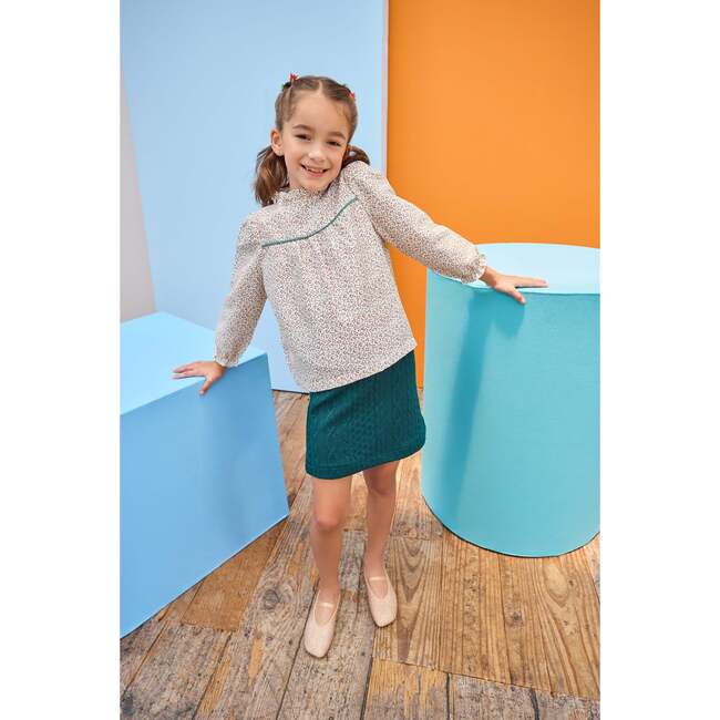 Quilted Mini Skirt, Emerald Cable - Skirts - 2