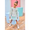 Quilted Mini Skirt, Aqua Quilted Trellis - Skirts - 2