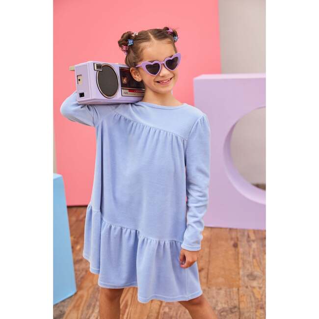 Lisle Dress, Periwinkle Velour - Dresses - 3