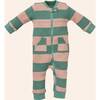 Striped Waffle Sleeper, Green - Pajamas - 1 - thumbnail