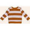 Striped Waffle Crewneck, Rust - Sweatshirts - 1 - thumbnail