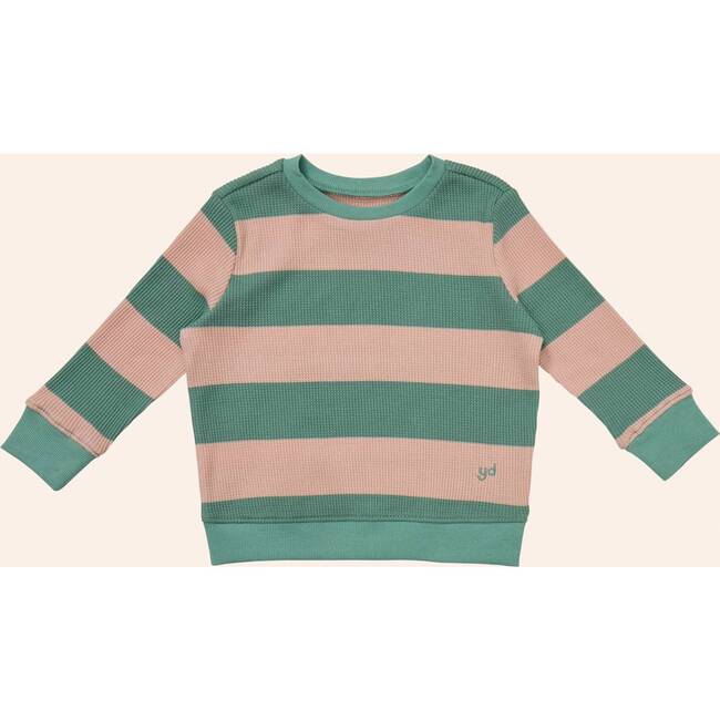 Striped Waffle Crewneck, Green