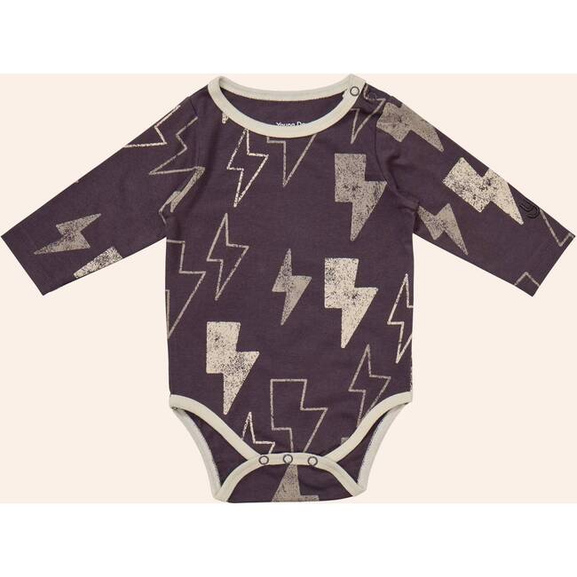 Printed Longsleeve Onesie, Lightening Bolts