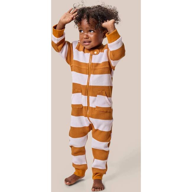 Striped Waffle Sleeper, Rust - Pajamas - 2