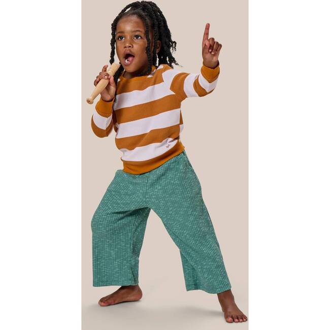 Striped Waffle Crewneck, Rust