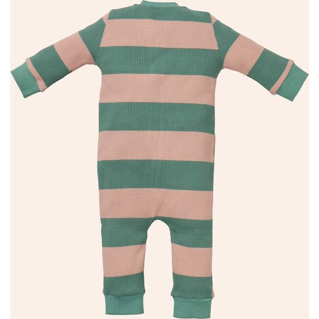Striped Waffle Sleeper, Green - Pajamas - 3
