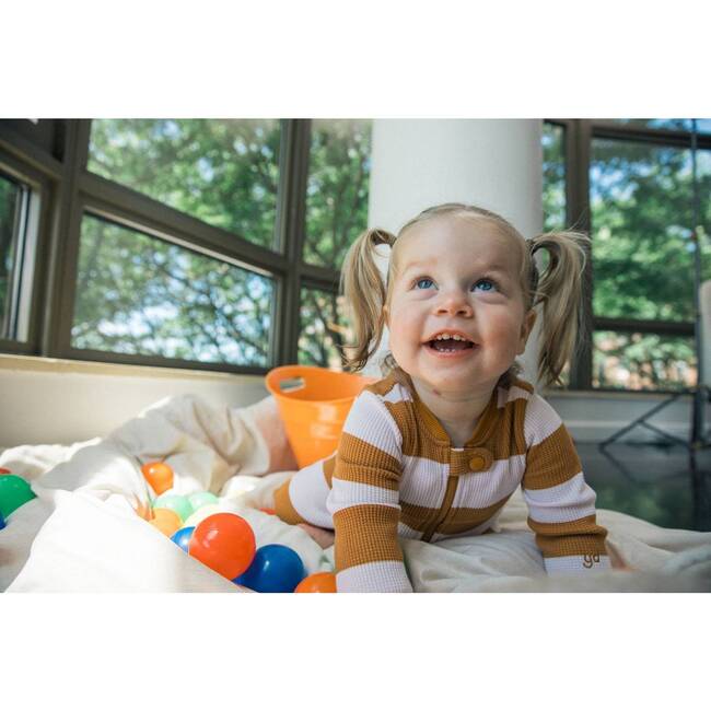 Striped Waffle Sleeper, Rust - Pajamas - 3