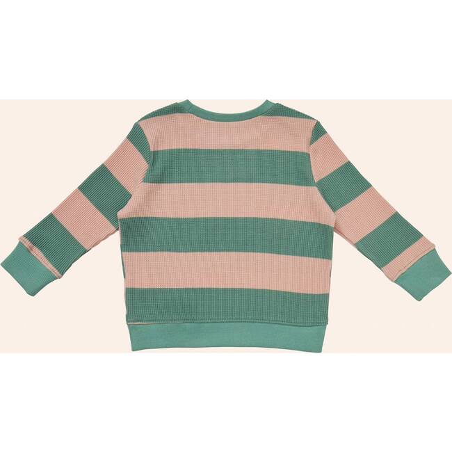 Striped Waffle Crewneck, Green - Sweatshirts - 3