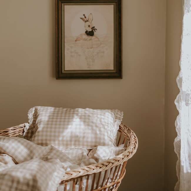 Picnic Gingham Crib Sheet, Beige - Crib Sheets - 6
