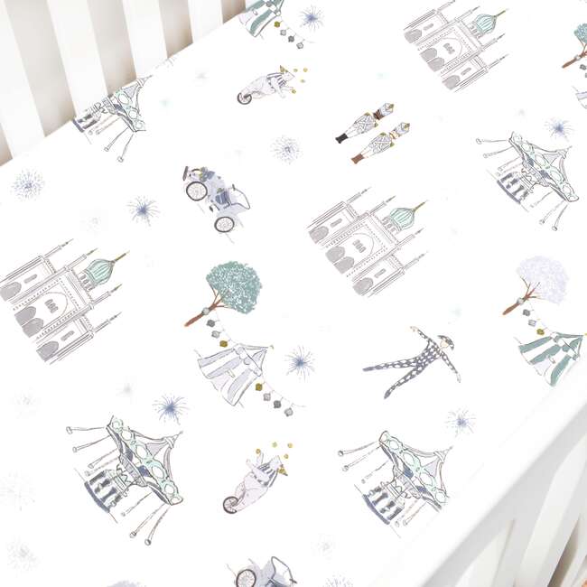 Adventures in Wonderland Crib Sheet, Aqua