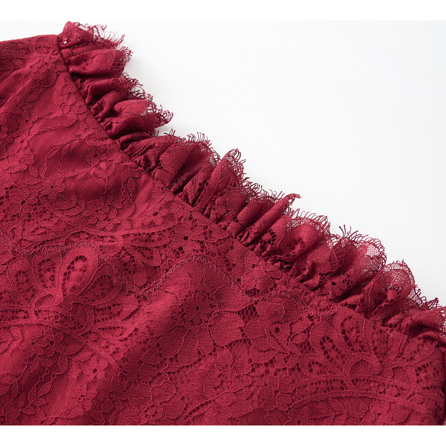 Madilynn Lace One Shoulder Top, Berry - Blouses - 3