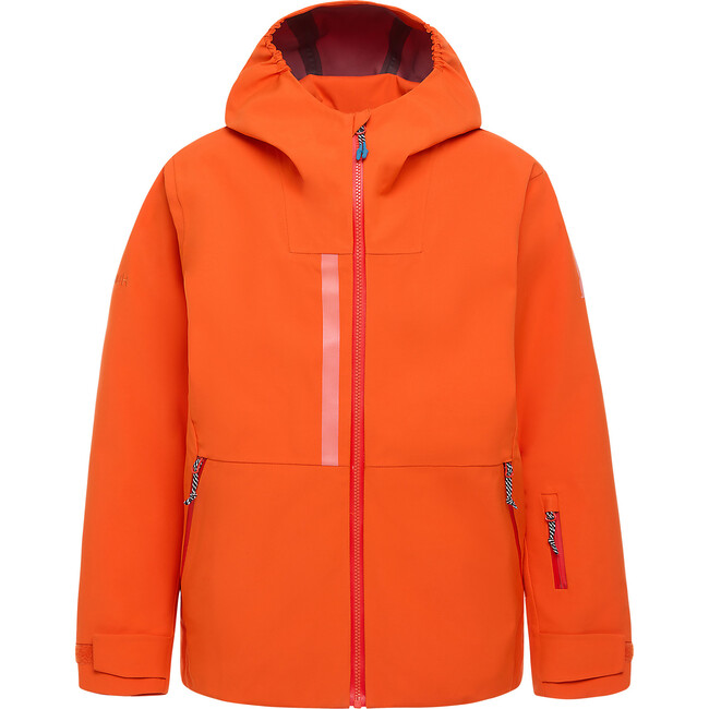 Turas All Season 3-Layer Waterproof Chin Guard Zipper Jacket, Red Orange