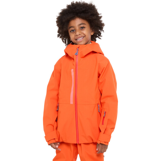 Turas All Season 3-Layer Waterproof Chin Guard Zipper Jacket, Red Orange - Jackets - 2
