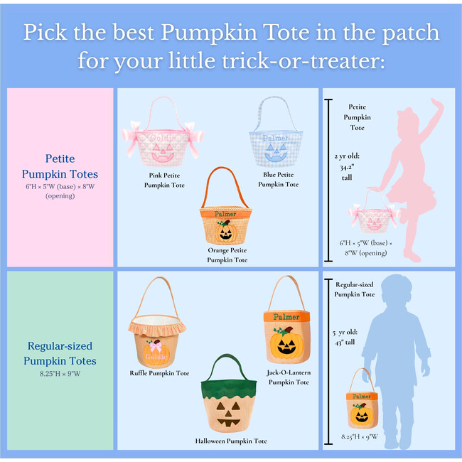 Petite Halloween Pumpkin Tote, Orange - Trick or Treat Baskets - 4